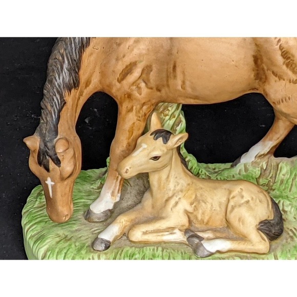Vintage Horse Mare and Foal Colt Figurine Homco Porcelan #1442 - Picture 2 of 7